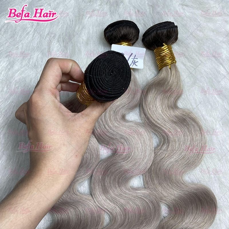 Wholesale Ombre Hair Bundles 1B-Grey Hair 2pcs/3Bundles/4Bundles 10-30 Inches Straight/ Body Hair Weave