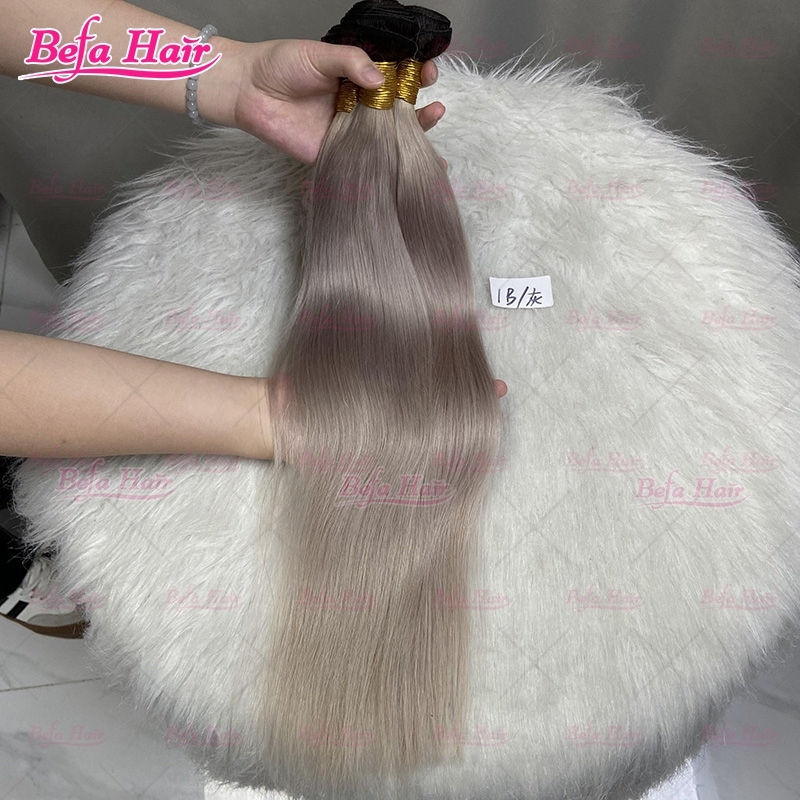 Wholesale Ombre Hair Bundles 1B-Grey Hair 2pcs/3Bundles/4Bundles 10-30 Inches Straight/ Body Hair Weave