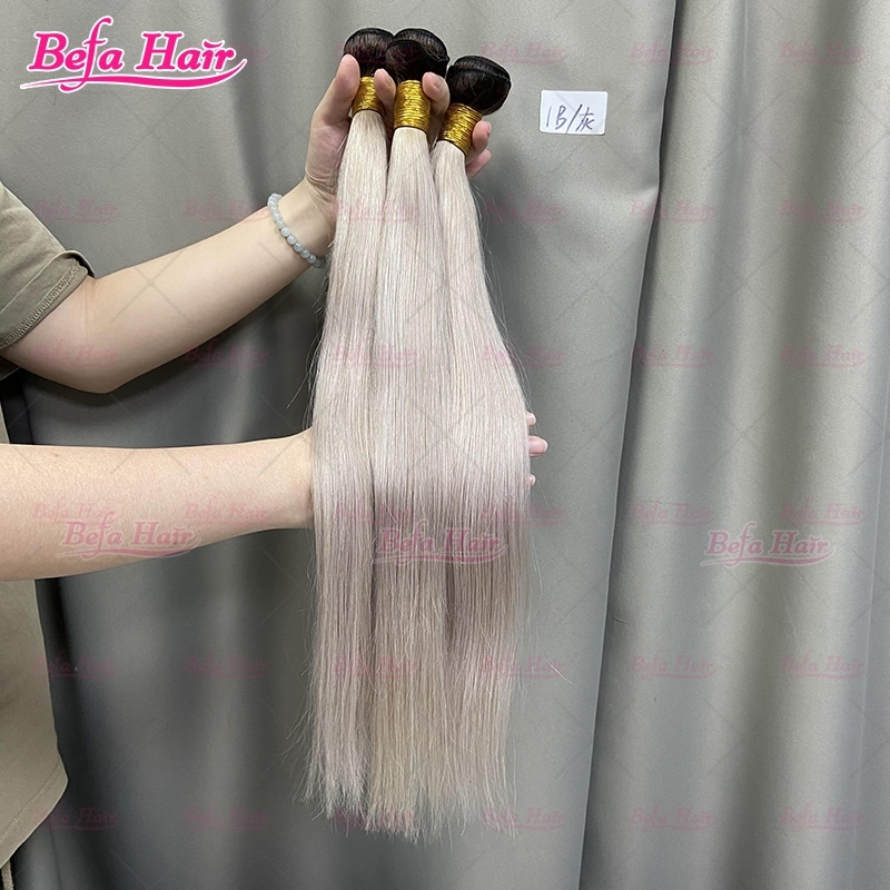 Wholesale Ombre Hair Bundles 1B-Grey Hair 2pcs/3Bundles/4Bundles 10-30 Inches Straight/ Body Hair Weave