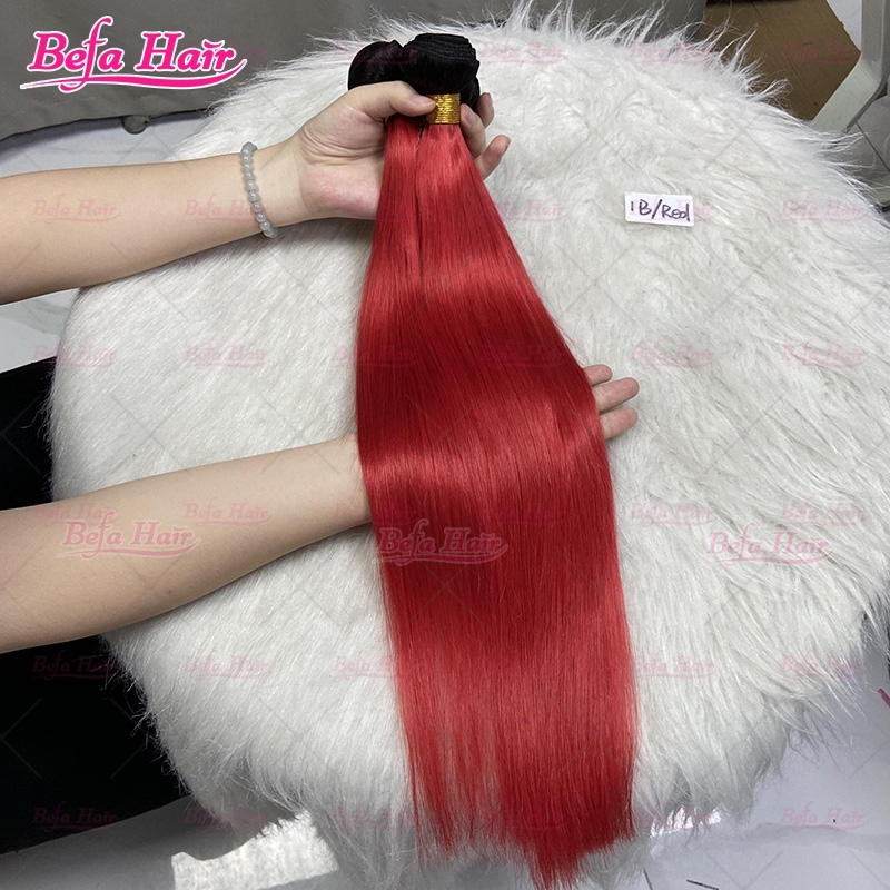 Wholesale Ombre Hair Bundles 1B-Red Bundles Human Hair 10-30 Inches 2pcs/3Bundles/4Bundles Straight/ Body Hair Weave Colored Hair Bundles