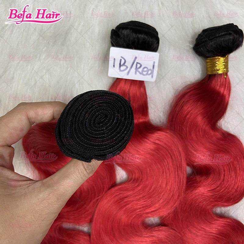 Wholesale Ombre Hair Bundles 1B-Red Bundles Human Hair 10-30 Inches 2pcs/3Bundles/4Bundles Straight/ Body Hair Weave Colored Hair Bundles