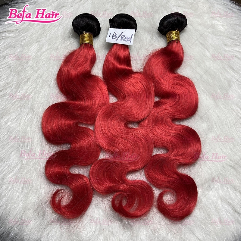 Wholesale Ombre Hair Bundles 1B-Red Bundles Human Hair 10-30 Inches 2pcs/3Bundles/4Bundles Straight/ Body Hair Weave Colored Hair Bundles