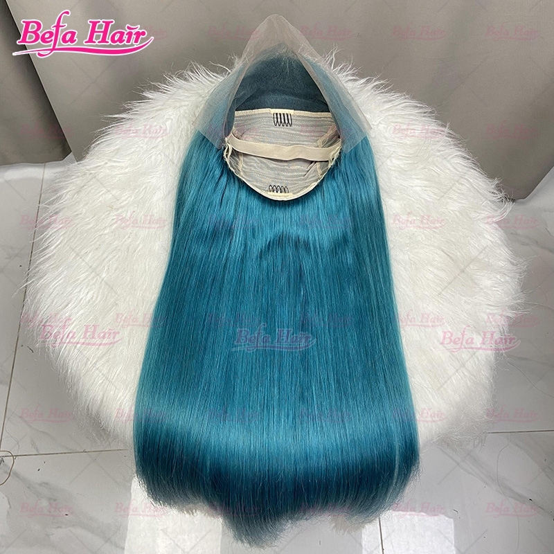 Bone Straight Hair Green Human Hair Wig 4x4/ 5x5/ 13x4/ 13x6 Transparent Lace Cuticle Aligned Hair Color Wig Green Wig