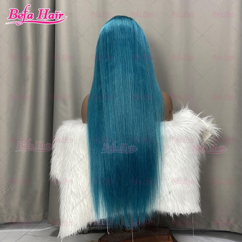 Bone Straight Hair Green Human Hair Wig 4x4/ 5x5/ 13x4/ 13x6 Transparent Lace Cuticle Aligned Hair Color Wig Green Wig