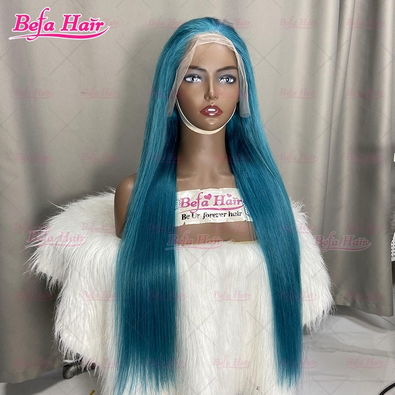 Bone Straight Hair Green Human Hair Wig 4x4/ 5x5/ 13x4/ 13x6 Transparent Lace Cuticle Aligned Hair Color Wig Green Wig