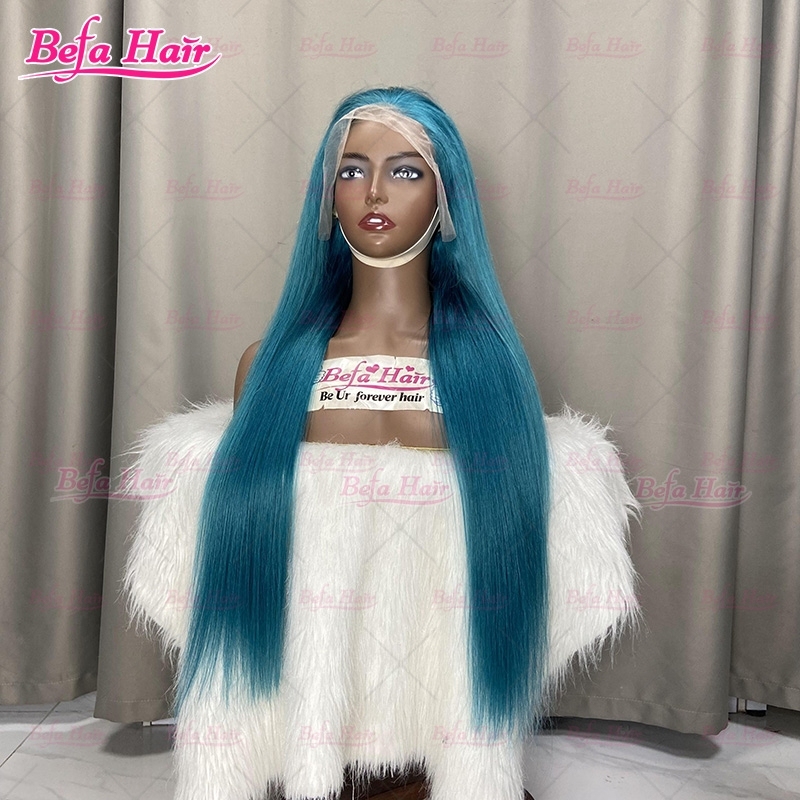 Bone Straight Hair Green Human Hair Wig 4x4/ 5x5/ 13x4/ 13x6 Transparent Lace Cuticle Aligned Hair Color Wig Green Wig