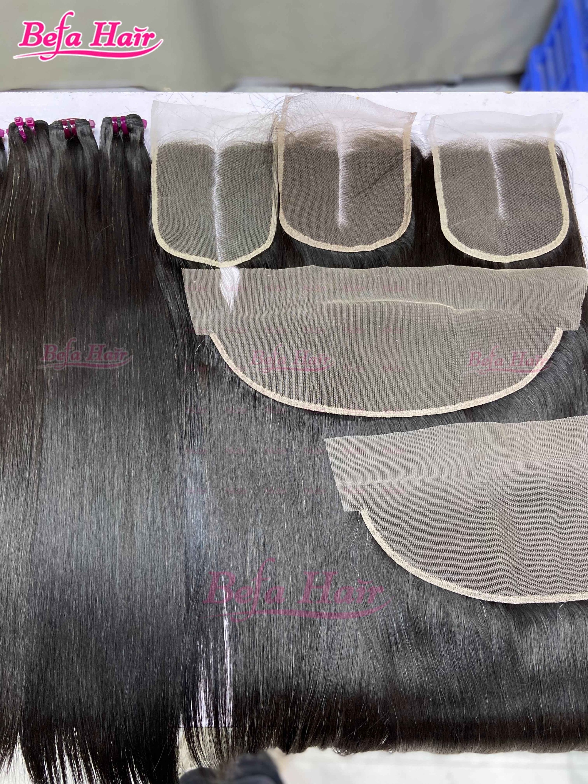 Wholesale Vietnam Bone Straight Hair 5x5/13x4 Transparent Lace Closure/ Frontal