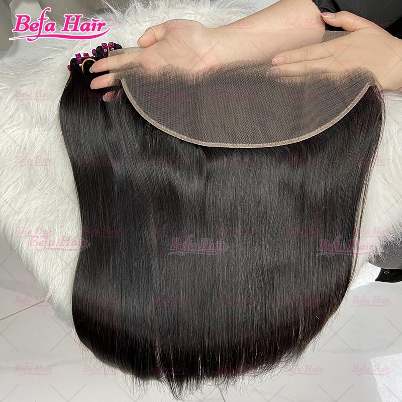Wholesale Vietnamese Hair Double Drawn 2Bundles/ 3Bundles/ 4Bundles Straight Hair With 13x4 Transparent Lace Frontal
