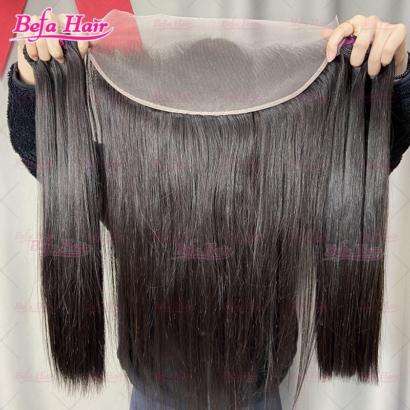 Wholesale Vietnamese Hair Double Drawn 2Bundles/ 3Bundles/ 4Bundles Straight Hair With 13x4 Transparent Lace Frontal