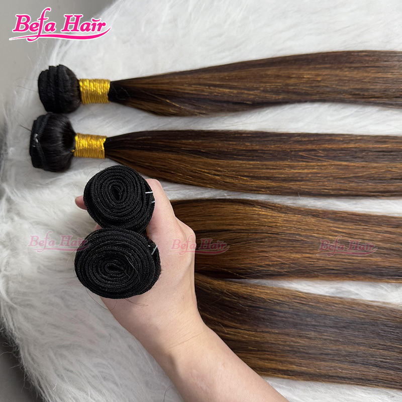 Befa Hair Wholesale Piano Color Hair Bundles P4/27 Human Hair 10-30 Inches 1pc/2pcs/3pcs/4pcs Straight Hair Weave Colored Hair Bundles
