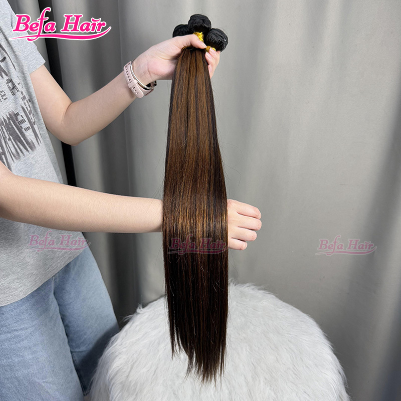 Befa Hair Wholesale Piano Color Hair Bundles P4/27 Human Hair 10-30 Inches 1pc/2pcs/3pcs/4pcs Straight Hair Weave Colored Hair Bundles