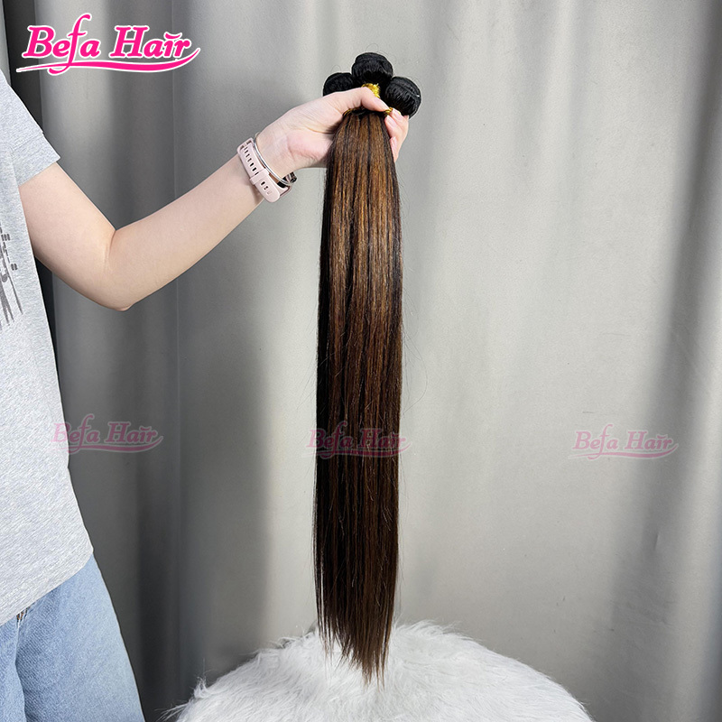 Befa Hair Wholesale Piano Color Hair Bundles P4/27 Human Hair 10-30 Inches 1pc/2pcs/3pcs/4pcs Straight Hair Weave Colored Hair Bundles