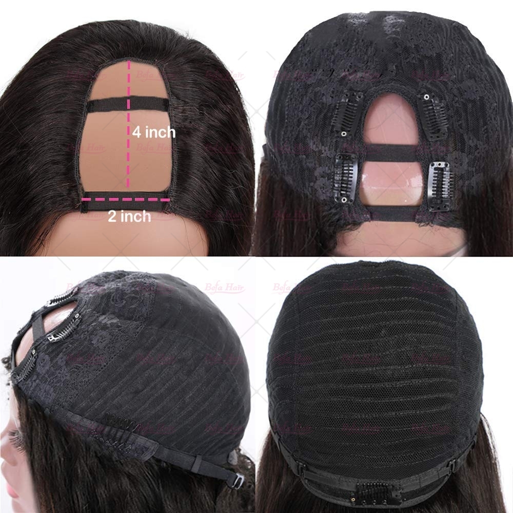 Wholesale U Part Human Hair Wigs Brazilian Virgin Body Wave 200% Density Pre Plucked Glueless Middle Part Wig