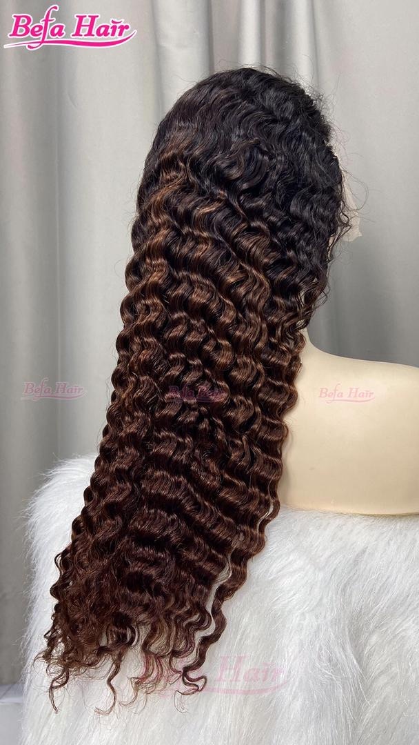 Befa Hair Glueless Wigs Human Hair Ombre Brown Color Wig 5x5/ 13x4/ 13x6 Transparent Lace Deep Wave Human Hair Wig