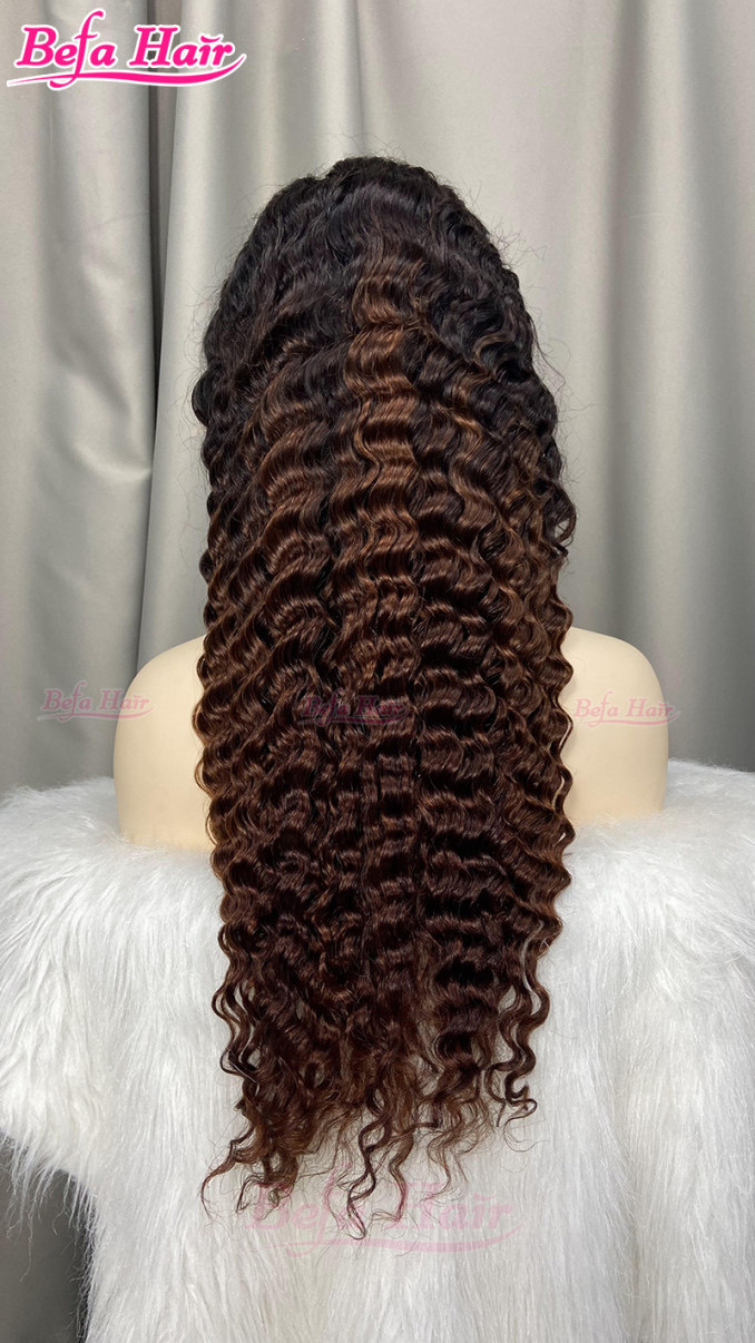 Befa Hair Glueless Wigs Human Hair Ombre Brown Color Wig 5x5/ 13x4/ 13x6 Transparent Lace Deep Wave Human Hair Wig
