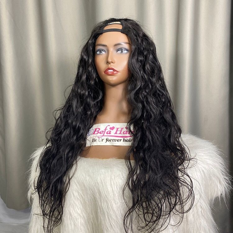 Befa Hair Wholesale Natural Wave U Part Human Hair Wigs Brazilian Virgin 200% Density Pre Plucked Glueless Middle Part Wig