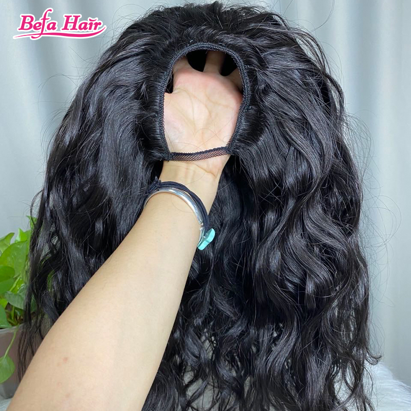 Befa Hair Wholesale Natural Wave U Part Human Hair Wigs Brazilian Virgin 200% Density Pre Plucked Glueless Middle Part Wig