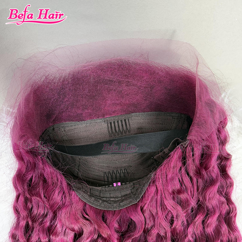 Befa Hair 200% Density Deep Wave Wig Human Hair Burgundy Wig 2x6 4x4 5x5 13x4 13x6 360 Transparent Lace Colored Human Hair Wigs