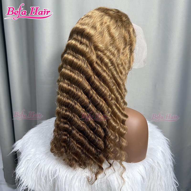 Befa Hair 200% Density Honey Brown Deep Wave Wig Human Hair 2x6 4x4 5x5 13x4 13x6 360 Transparent Lace Colored Human Hair Wigs