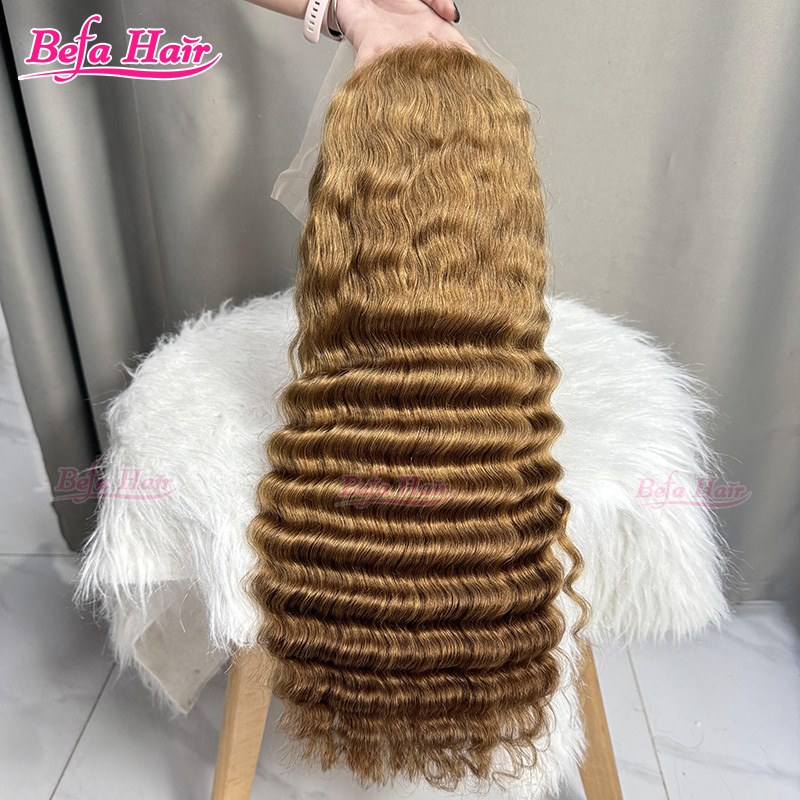 Befa Hair 200% Density Honey Brown Deep Wave Wig Human Hair 2x6 4x4 5x5 13x4 13x6 360 Transparent Lace Colored Human Hair Wigs