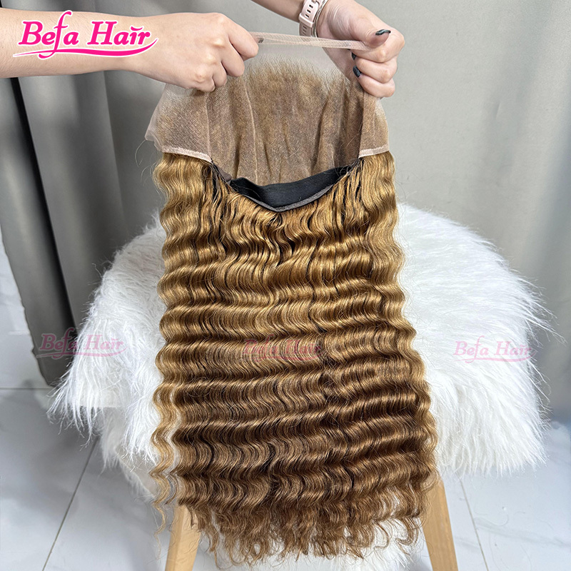 Befa Hair 200% Density Honey Brown Deep Wave Wig Human Hair 2x6 4x4 5x5 13x4 13x6 360 Transparent Lace Colored Human Hair Wigs