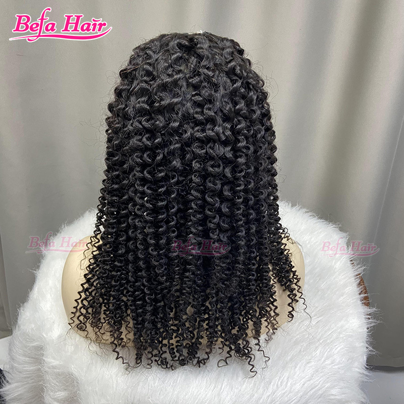 Befa Hair Wholesale V Part Human Hair Wigs Brazilian Virgin Deep Curly 200% Density Pre Plucked Glueless Middle Part Wig
