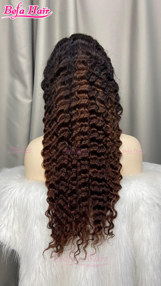 Befa Hair Glueless Wigs Human Hair Ombre Brown Color Wig 5x5/ 13x4/ 13x6 Transparent Lace Deep Wave Human Hair Wig