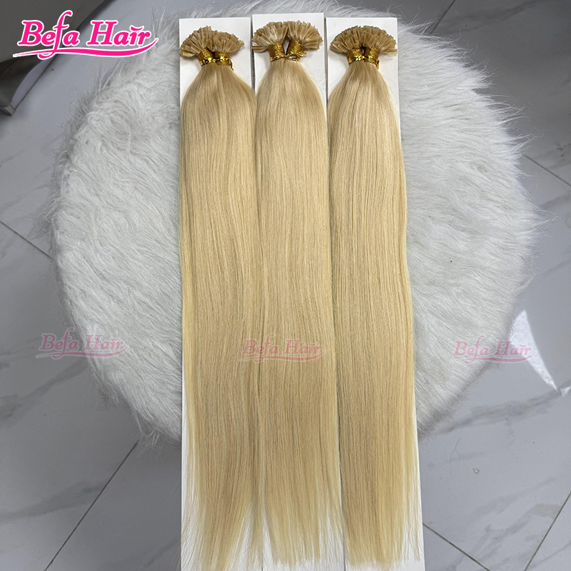 Befa Hair Wholesale Blonde Hair 12"-30"inch K-tips Keratin Human Hair Extensions Body Wave Straight Hair Extensions
