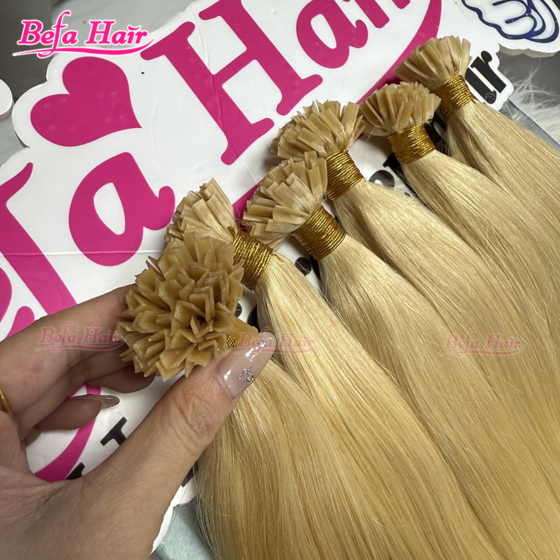 Befa Hair Wholesale Blonde Hair 12"-30"inch K-tips Keratin Human Hair Extensions Body Wave Straight Hair Extensions