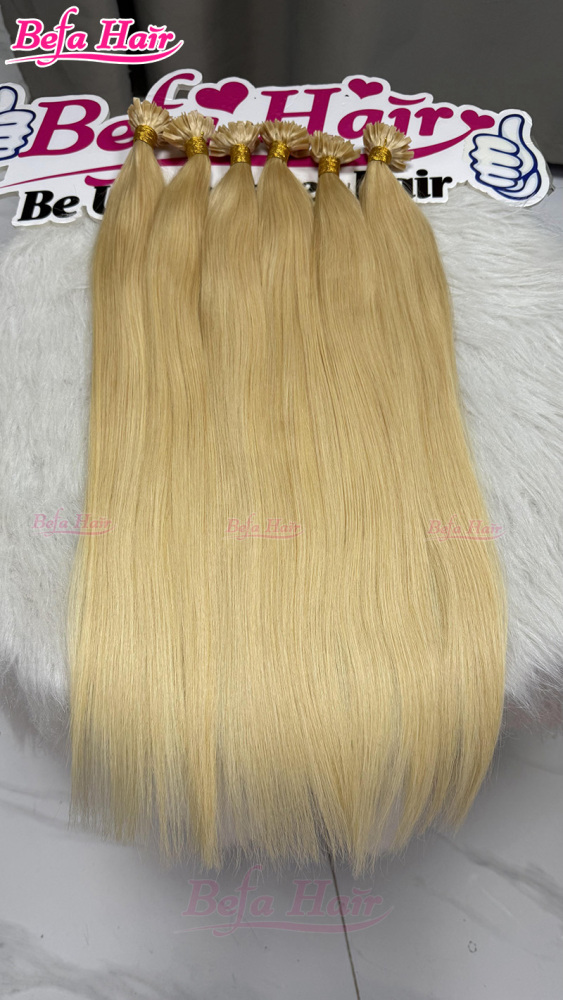 Befa Hair Wholesale Blonde Hair 12"-30"inch K-tips Keratin Human Hair Extensions Body Wave Straight Hair Extensions