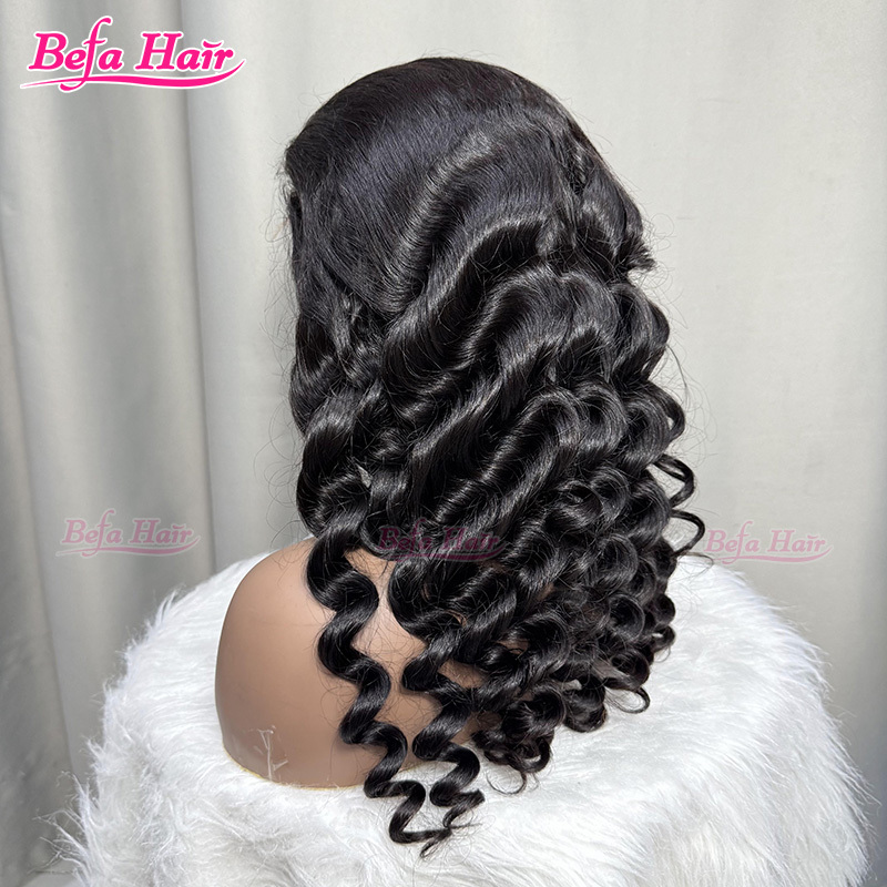 Befa Hair Natural Black 200% Density Human Hair Loose Waave Bob Wig 2x6 4x4 5x5 13x4 13x6 HD Lace Transparent Lace Wig