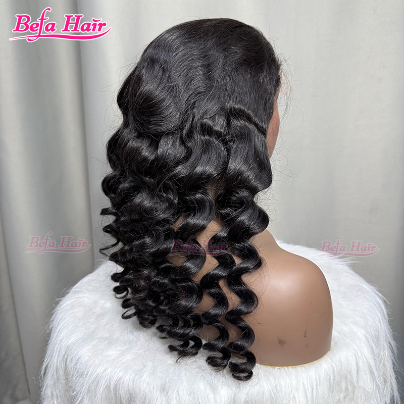 Befa Hair Natural Black 200% Density Human Hair Loose Waave Bob Wig 2x6 4x4 5x5 13x4 13x6 HD Lace Transparent Lace Wig