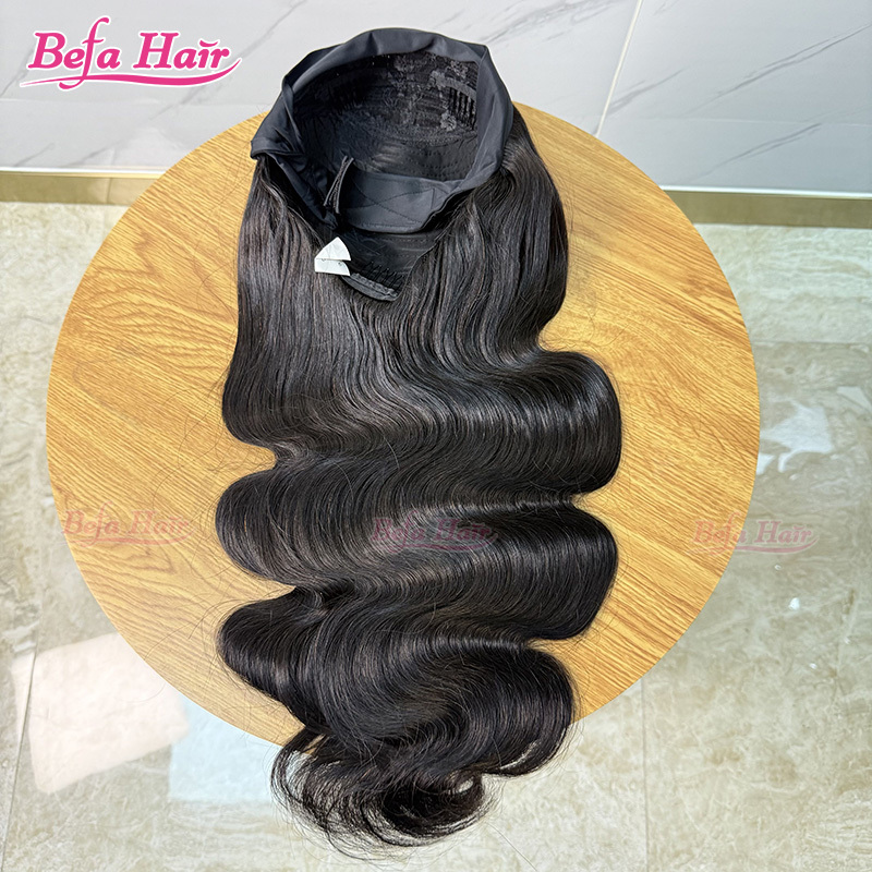 Befa Hair Wholesale Body Wave Headband Wig Human Hair 200% Density Natural Black Headband Wavy Wig