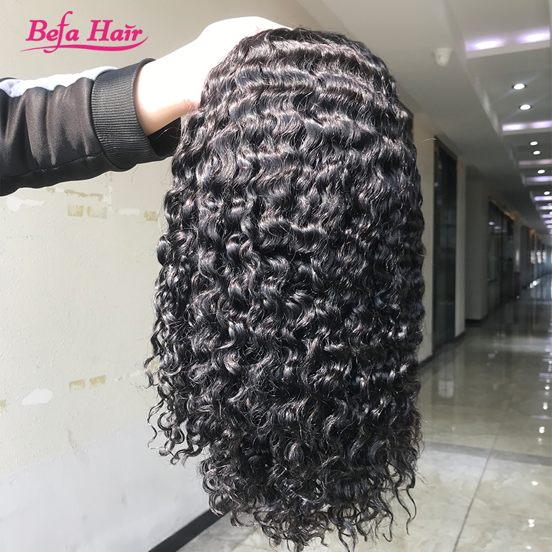Befa Hair Wholesale Burmese Curly Headband Wig Human Hair 200% Density Natural Black Headband Curly Wig