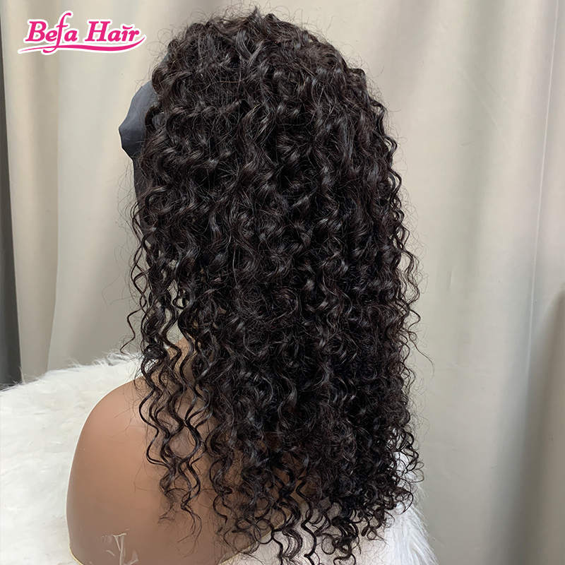 Befa Hair Wholesale Deep Curly Headband Wig Human Hair 200% Density Natural Black Headband Curly Wig