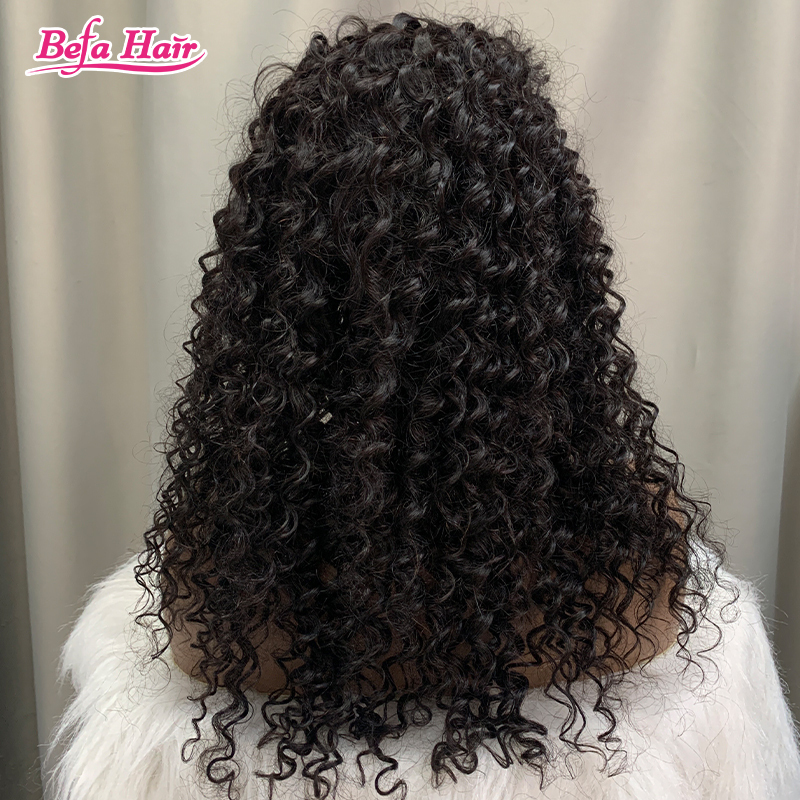 Befa Hair Wholesale Deep Curly Headband Wig Human Hair 200% Density Natural Black Headband Curly Wig