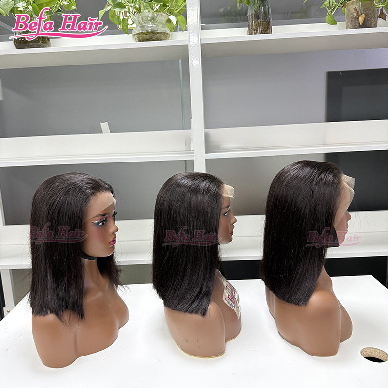Befa Hair Natural Black Straight Hair Bob Wig Human Hair 2x6 4x4 5x5 13x4 13x6 360 HD Lace Transparent Lace Straight Hair Wig