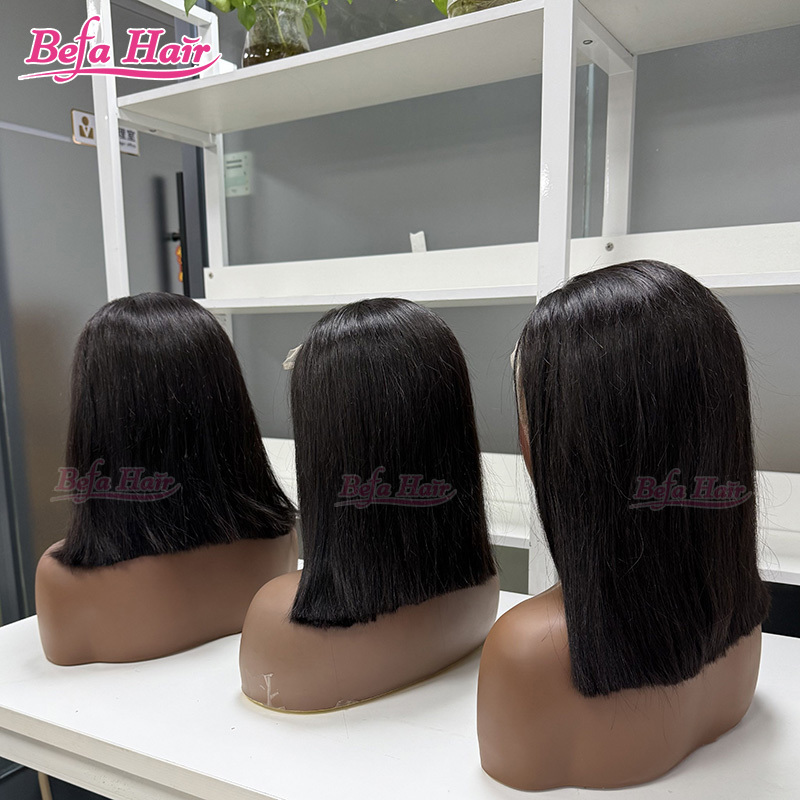 Befa Hair Natural Black Straight Hair Bob Wig Human Hair 2x6 4x4 5x5 13x4 13x6 360 HD Lace Transparent Lace Straight Hair Wig