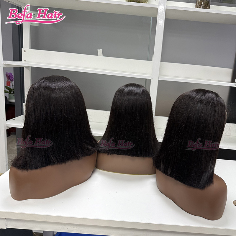 Befa Hair Natural Black Straight Hair Bob Wig Human Hair 2x6 4x4 5x5 13x4 13x6 360 HD Lace Transparent Lace Straight Hair Wig