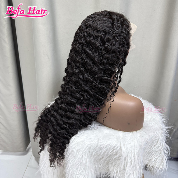 Befa Hair Natural Black 200% Density Virgin Human Hair Wigs Burmese Curly Wig 2x6 4x4 5x5 13x4 13x6 360 Transparent Lace HD Lace Wig