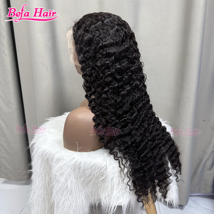 Befa Hair Natural Black 200% Density Virgin Human Hair Wigs Burmese Curly Wig 2x6 4x4 5x5 13x4 13x6 360 Transparent Lace HD Lace Wig