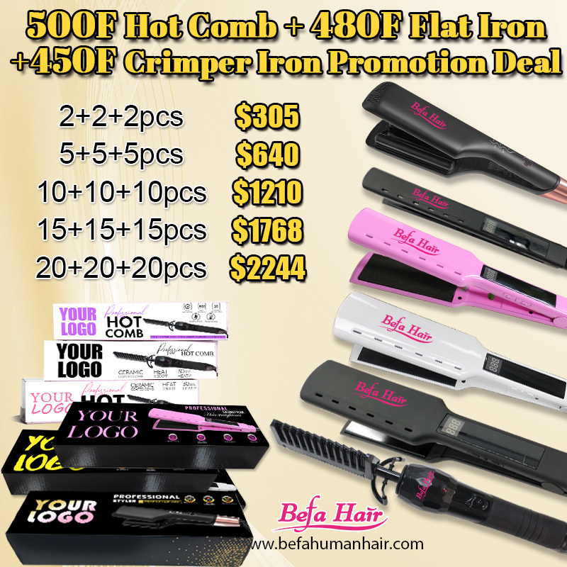 500F Hot Comb + 480F Flat Iron + 450 Crimper Iron Promotion Deal