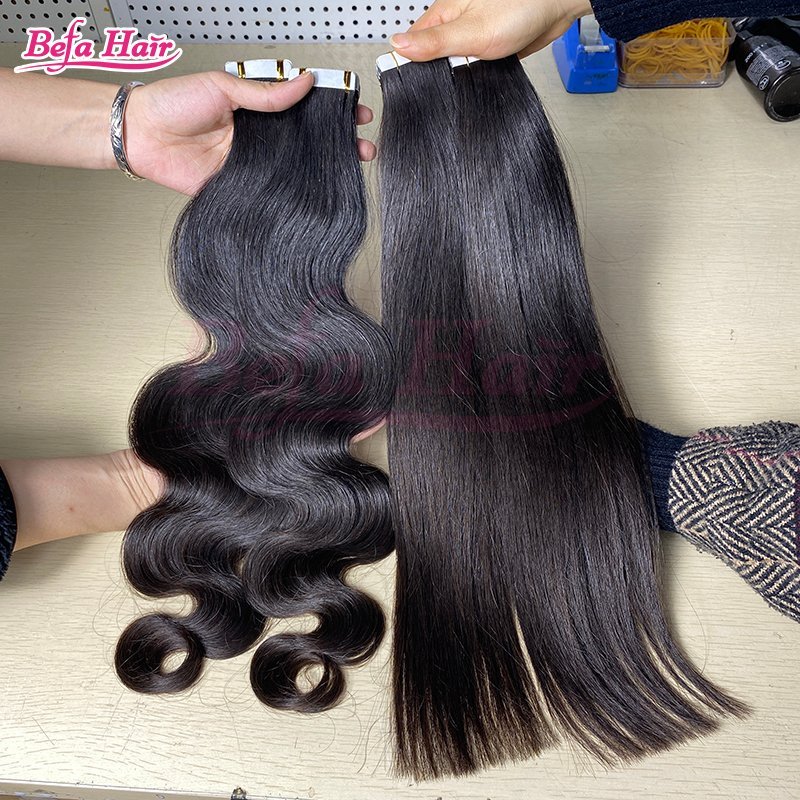Befa Hair Wholesale Raw Hair Tape Ins 12-30inch Body Wave human hair Extensions