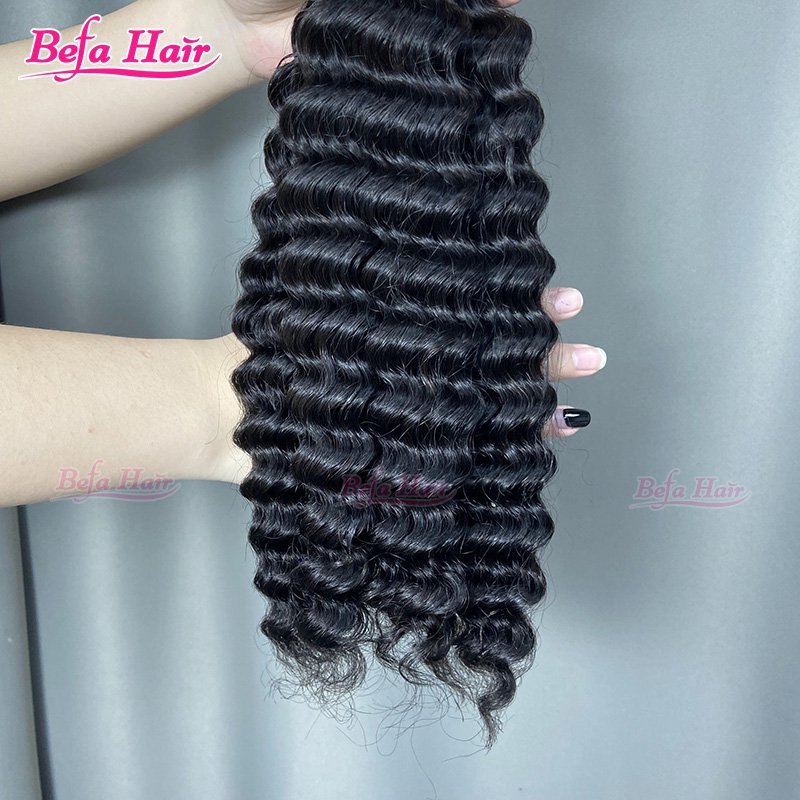 Befa Hair Wholesale Deep Wave I-tips Cuticle Aligne Hair 14"-30"inch Keratin Human Hair Extensions Natural Black Hair Extensions