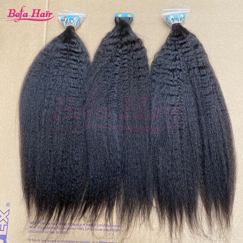 Befa Hair Wholesale Tape Ins 18inch to 26inch Kinky Straight human hair Extensions