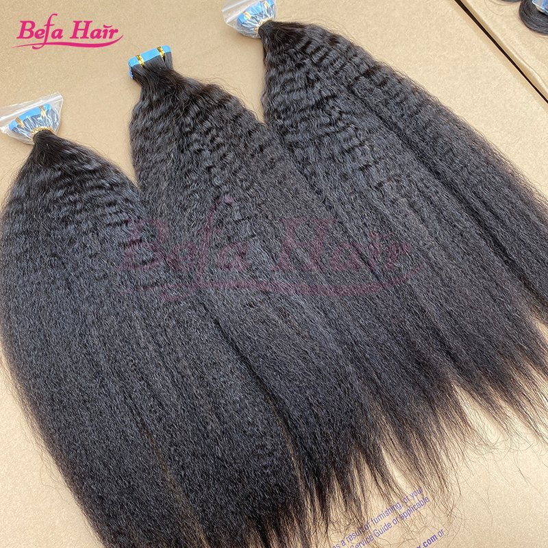 Befa Hair Wholesale Tape Ins 18inch to 26inch Kinky Straight human hair Extensions