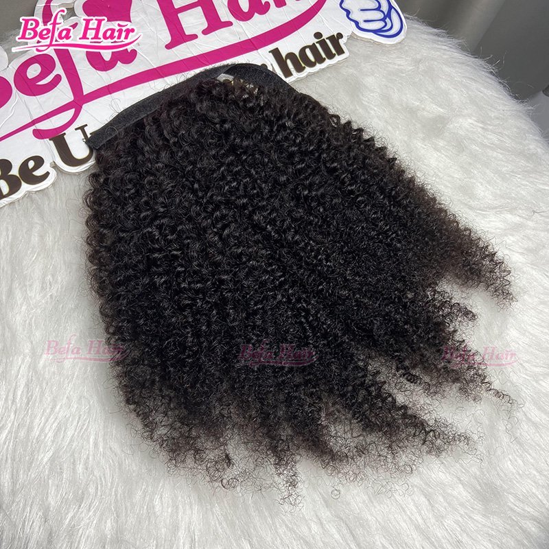 Wholesale Clip in Ponytail Hair Extension Kinky Curly Real Hair Wrap Around Ponytail Black Hair High Ponytail