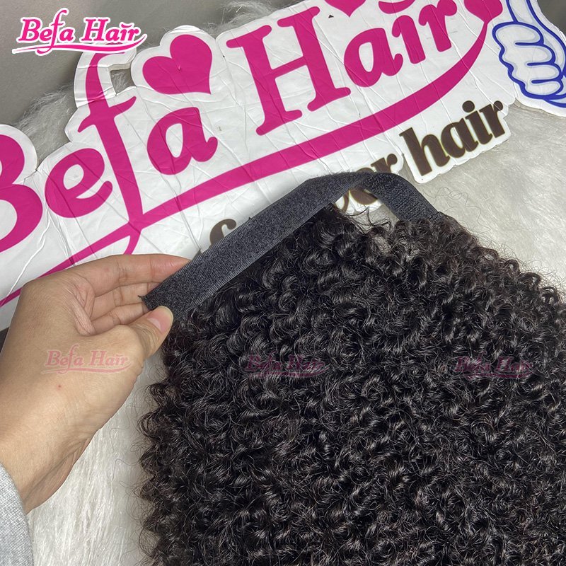 Wholesale Clip in Ponytail Hair Extension Kinky Curly Real Hair Wrap Around Ponytail Black Hair High Ponytail