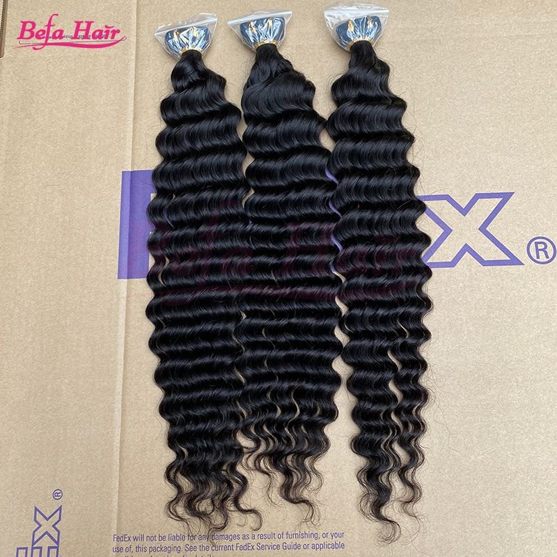Befa Hair Wholesale Tape Ins 18inch to 26inch Deep Wave human hair Extensions