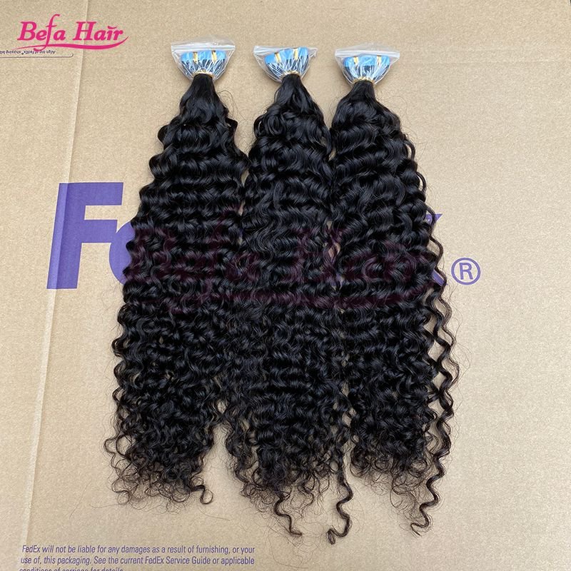 Befa Hair Wholesale Tape Ins 18inch to 26inch Italian Curly human hair Extensions